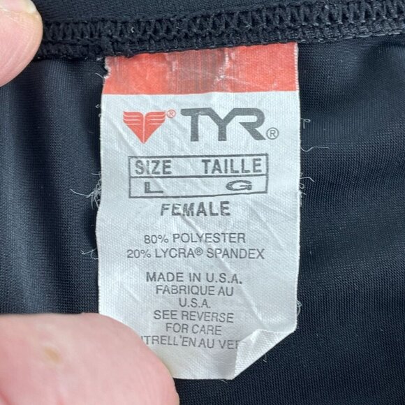 TYR Womens DriMax Black Swim Skirt With Purple & Aqua Stripes Size Large 2662 - Picture 4 of 9